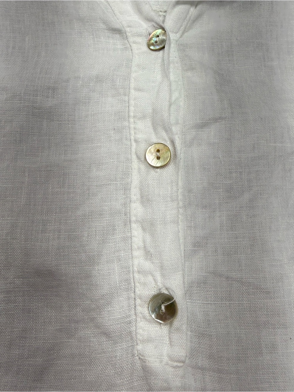 White Ruffle-Trim Linen Blouse - Picture 4 of 8